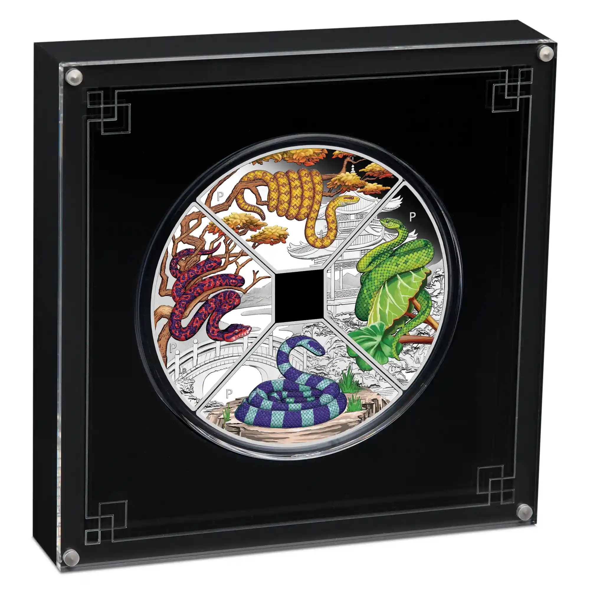 05 2025 Chinese Lunar Quadrant YOT Snake 1oz Silver Proof Four Coin Set InCase HighRes